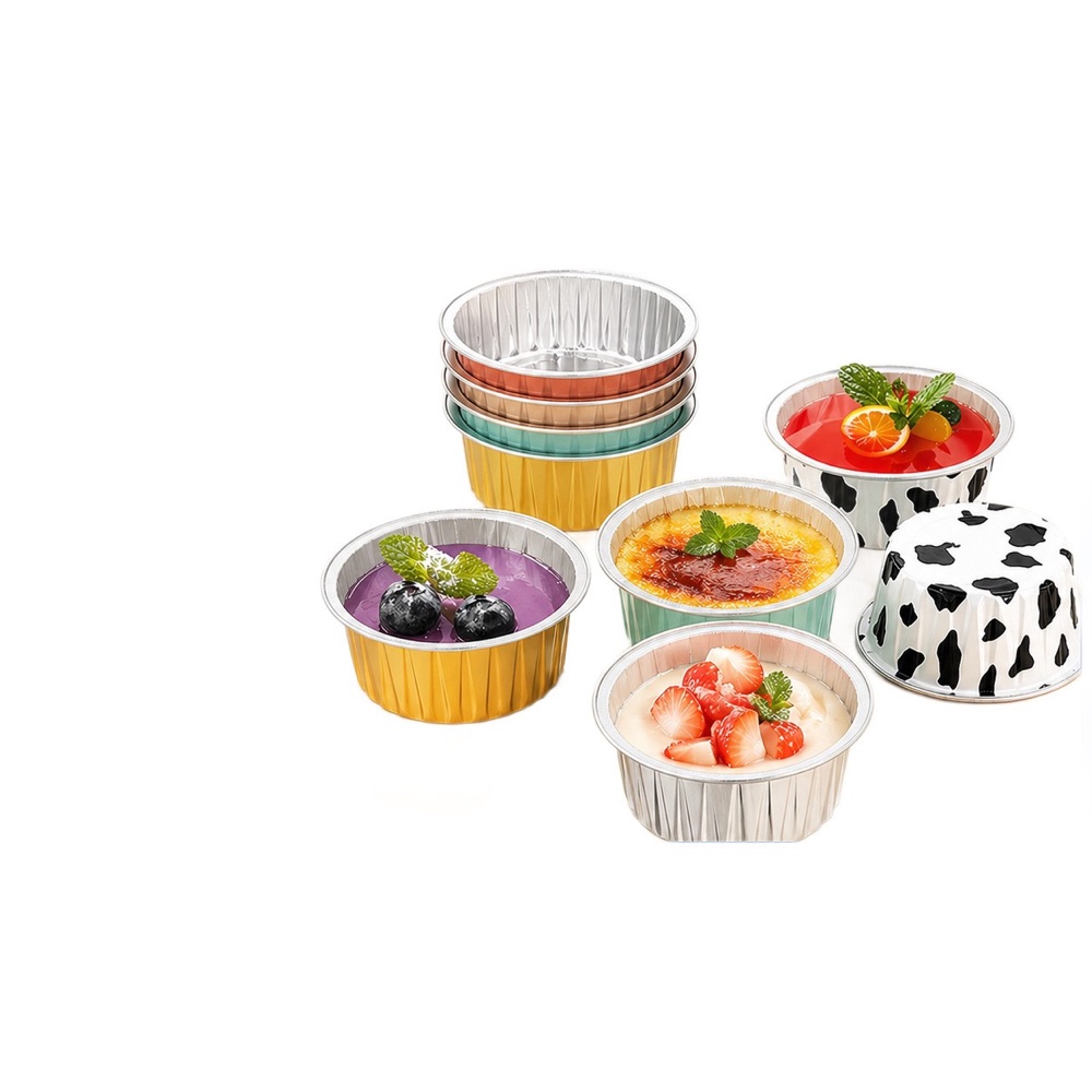 Colorful dessert cups and foil cups