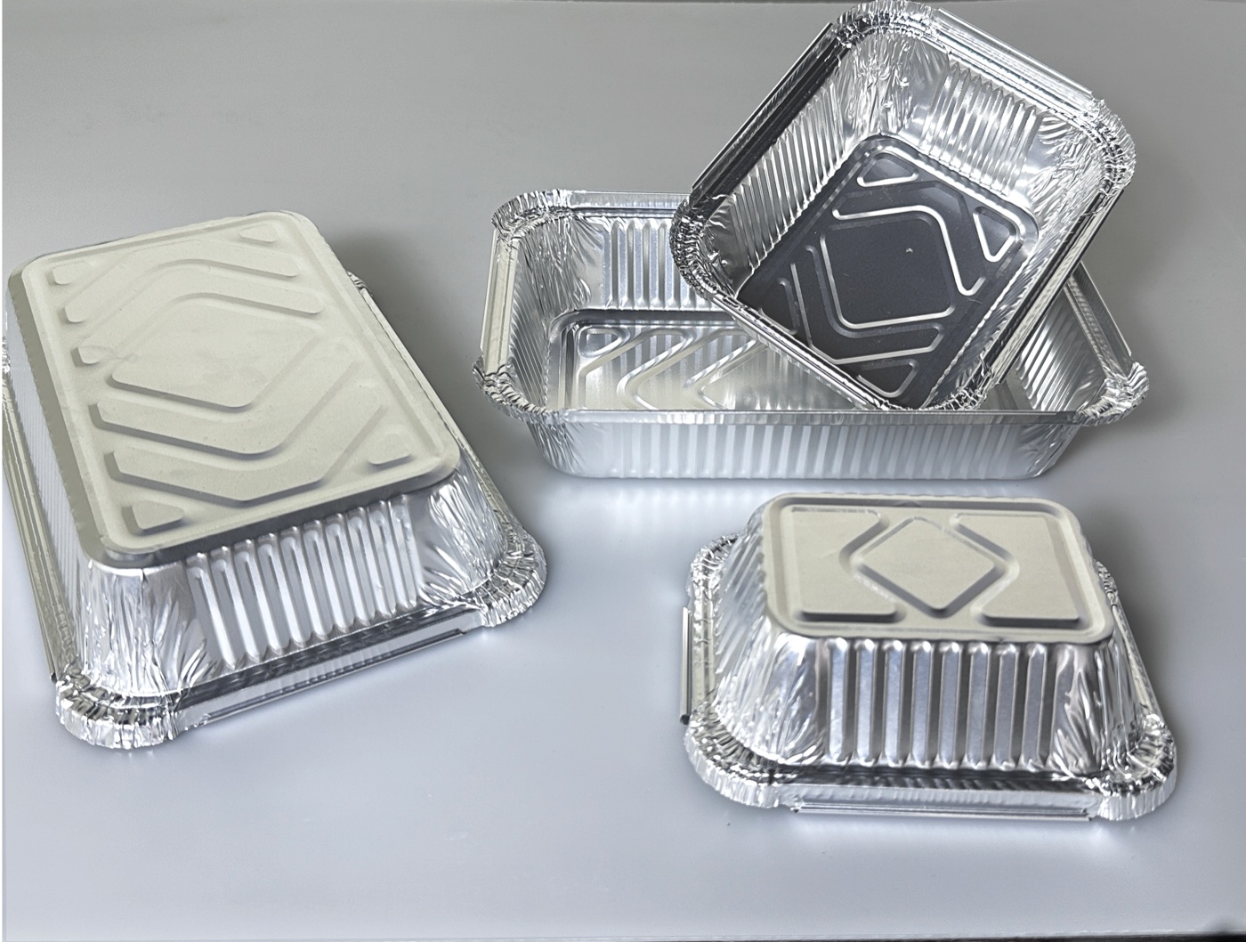 Detailed aluminum foil container display